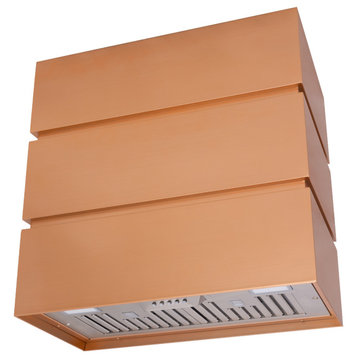 30"Stainless Steel Range Hood 3 Stacks Modern Box Kitchen Hood & Vent Wall Mount, Copper, 30"w * 30"h * 14"d