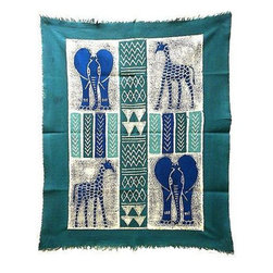 Tonga Textiles - African Quad Batik in Three Blues - Tonga Textiles - Tapestries
