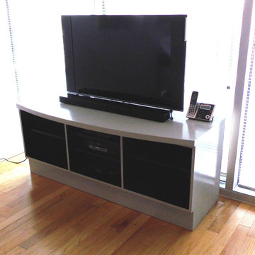Custom Modern Open TV Console with 3 Compartments