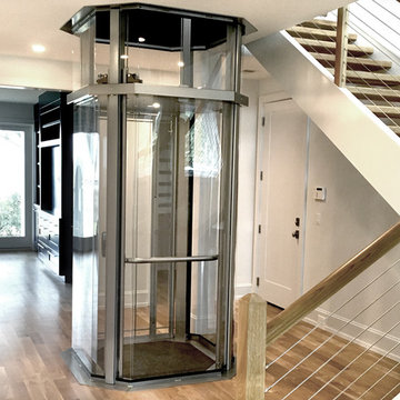 Glass Elevator in Staircase