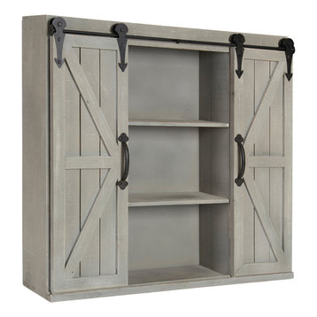 Kate and Laurel Cates Rustic Wood Decorative Cabinet with Sliding Barn Doors, Gr