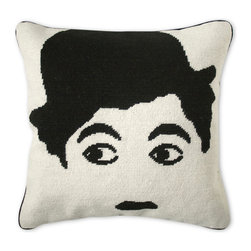 Chaplin Tramp Jonathan Adler Needlepoint Pillow - Decorative Pillows
