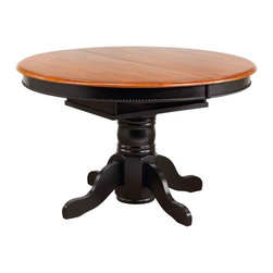 Sunset Trading - Pedestal Table, Antique Black and Cherry Butterfly Top - Dining Tables