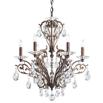 Filigrae 6-Light Chandelier, French Gold, Clear Heritage Crystal