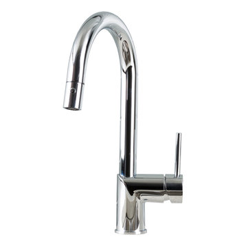 Hahn Ultra-Modern Single Lever Pull Down Kitchen Faucet, Chrome