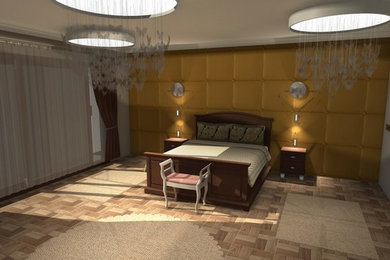 Example of a minimalist bedroom design in Minneapolis
