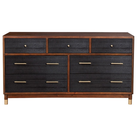 Alpine Furniture Belham 7 Drawer Wood Dresser in Dark Walnut (Brown)