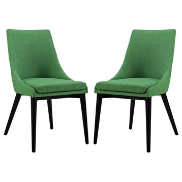 Viscount Dining Side Chairs Upholstered Fabric, Set of 2, Kelly Green