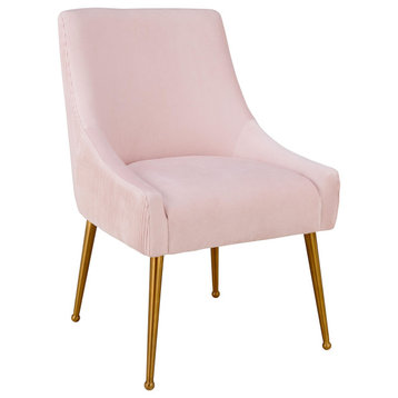 TOV Furniture Beatrix Pleated Blush Velvet Side Chair