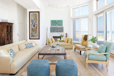 Beach style living room photo in Philadelphia