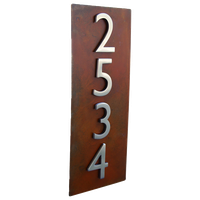 20"x8" Address Plaque, Rust, Vertical