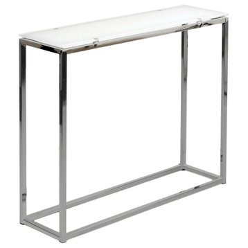 Sandor Console Table, Pure White Glass/Chrome