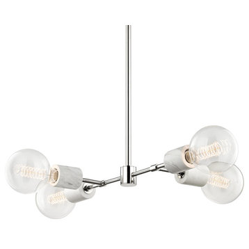 Asime 4 Light Pendant in Polished Nickel