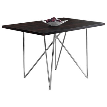 31.5" x 47.5" x 30" Cappuccino Hollow Core Particle Board Metal Dining Table