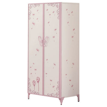 Priya II Armoire, White and Light Purple