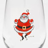 "Dancing Santa" Stemless Wine Glasses, Set of 4