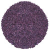 Purple Pelle Leather Shag Rug, 4' Round