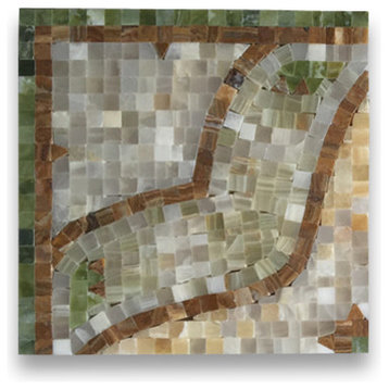Marble Mosaic Border Decorative Tile Eternity Onyx 7.9x7.9 Polished, 1 piece