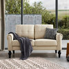 Retro Modern Loveseat, Padded Seat With Rolled Arms & Grid Tufted Back