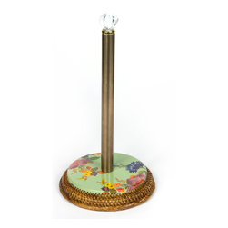 Flower Market Enamel Paper Towel Holder - Green | MacKenzie-Childs - Paper Towel Holders