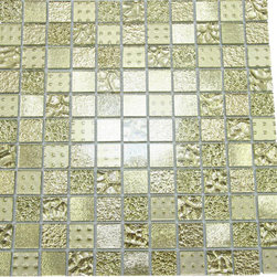 Glossy Gold Raindrop Modern Square Glass Mosaic Tiles - Home Accessories & Decor