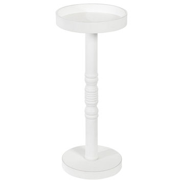 Bellport Pedestal End Table, White 10x10x22
