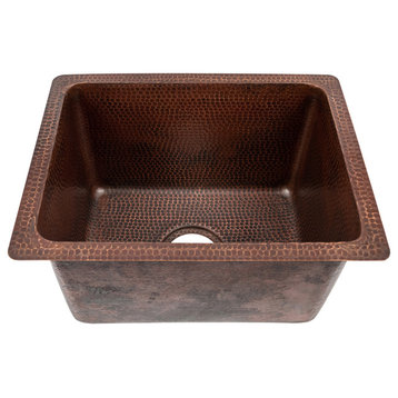 17" Rectangle Hammered Copper Bar/Prep/Laundry/Utility Sink with Accessories