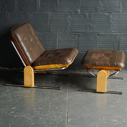 LAFER BRAZILIAN MODERN LEATHER LOUNGE CHAIR AND OTTOMAN - Armchairs And Accent Chairs