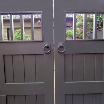 Elegant Asian-Inspired Driveway Gate with Bronze Hardware in Portland, Oregon