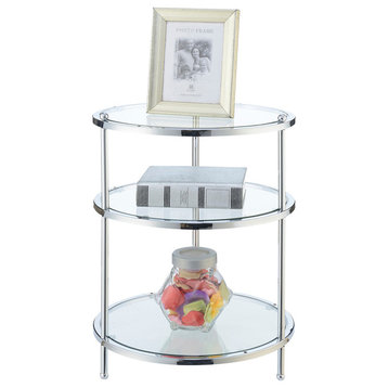 Convenience Concepts Royal Crest Three-Tier Round End Table in Clear Glass