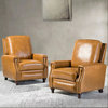 Genuine Leather Recliner With Nailhead Trim Set of 2, Camel
