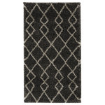 Nourison - Nourison Geometric Shag 2'2" x 3'9" Charcoal Shag Indoor Area Rug - With hand-drawn linear tribal patterns interlacing across a thick, charcoal grey shag pile, this Geometric Shag Collection rug brings you all the comfort and exotic flavor of an authentic Moroccan shag rug. With plush easy-care fibers, this rug will bring an affordable touch of warmth and texture to any room, blending with a range of interior decor styles.