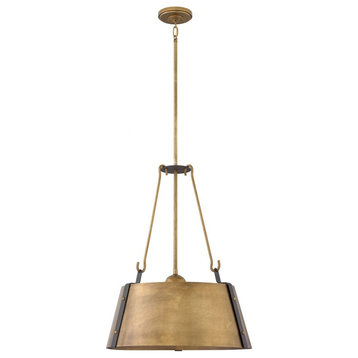 3 Light Large Drum Chandelier in Traditional-Rustic-Industrial Style - 19.5