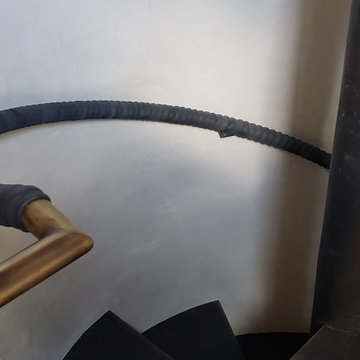 Black Leather Wrapped Brass Handrail