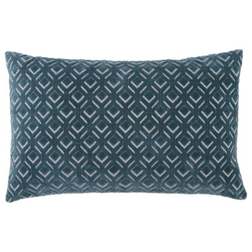 Jaipur Living Colinet Trellis Lumbar Pillow, Blue/Silver, Down Fill