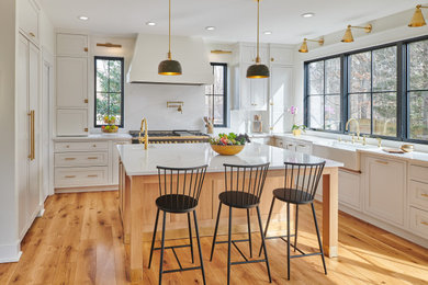 Inspiration for a large transitional kitchen remodel in DC Metro with white cabinets