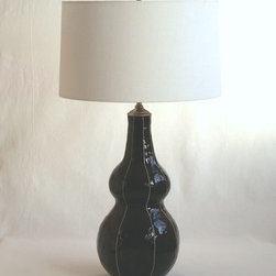 VIT ceramics Tall Gourd table lamp, black, short drum - Table Lamps