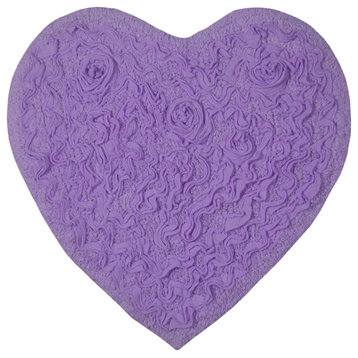 Bell Flower Collection Tufted Non-Slip Bath Rugs, 25"x25", Purple