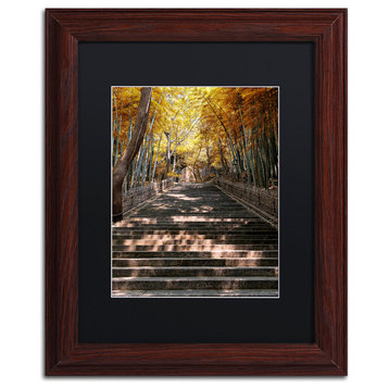 Philippe Hugonnard 'Autumn Stairs' Art, Wood Frame, Black Matte, 14"x11"
