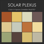 Benjamin Moore® Paint - Color in Space Solar Plexus Chakra Palette™ --"The drive for power" - Each palette consists of 12 Benjamin Moore® Color Stories® 4” paint swatches. Color Stories® were especially selected for the Chakra Palettes™ because they are full-spectrum paint formulas and only available in Benjamin Moore’s® Aura® Paint. The intentional selection of the full-spectrum colors ensures that they are energetically balanced, and they are invaluable tools to support the healing intentions of the Color in Space © Chakra Prints™. The Chakra Palettes™ were created from the colors in the Color in Space © Chakra Prints™, so they are easy to use as coordinated sets.