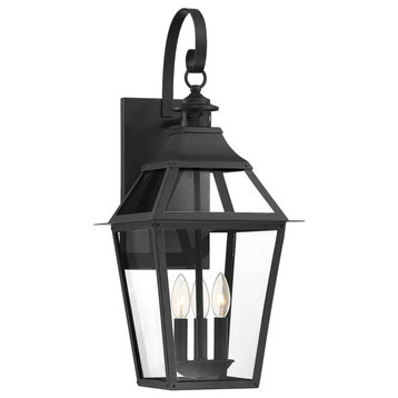 Jackson Black With Gold Highlighted 3-Light Outdoor Sconce, 11x26