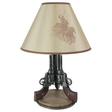 Old West Triple Six Shooter Revolver Table Lamp
