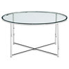 36" Coffee Table With X-Base, Glass/Chrome