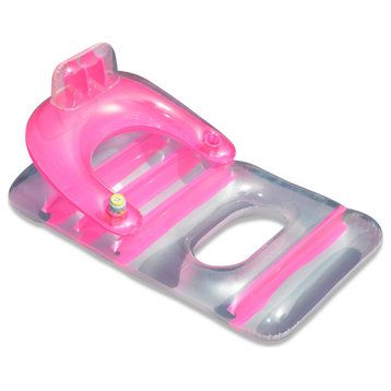66" Inflatable Pink & Clear Classic Swimming Pool Lounge Chair