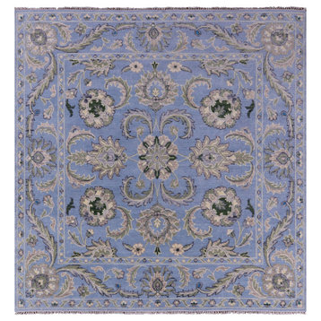 8' Square Persian Tabriz Handmade Wool Rug - Q19252