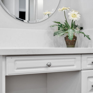 Irvine Bathroom Remodel with Custom Makeup Vanity and Quartz Countertop