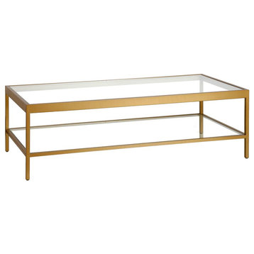 Alexis 54'' Wide Rectangular Coffee Table in Brass
