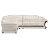 Cleopatra Versa Italian Leather Sectional Sofa, Pearl, Left Hand Facing Chaise