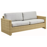 Sika Design - Sixty 3-Seater Outdoor Sofa, Sunbrella Sailcloth Seagull Seat and Back Cushion - The Sixty Outdoor 3-Seater Sofa by Sika Design is a classic centerpiece for outdoor seating areas. A broad-banded weave covers the entire sofa lending a coastal aesthetic. Wrapped in maintenance-free polyethylene ArtFibre� fibers on a lightweight AluRattan� weatherproof aluminum frame, the all-weather sofa endures year-round outdoor use. Complete with plush back and seat cushions, the Sixty makes a comfortable spot in the garden or on a poolside patio. Pair it with the Sixty Lounge Chair for a complete outdoor seating group.