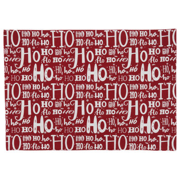 Placemats With Ho Ho Ho Design, Set of 4, Red